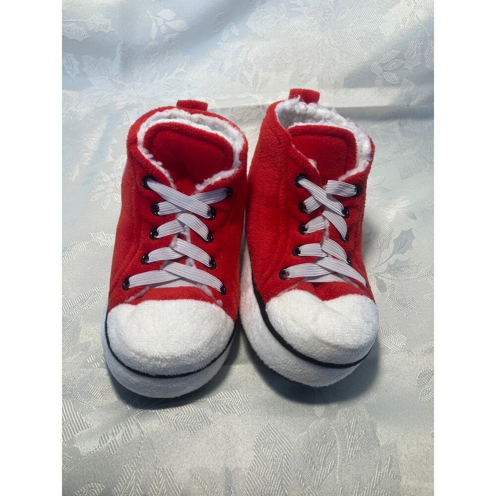 Gohom Kids High Top Slippers Size 11 Red White Cozy Indoor Shoes